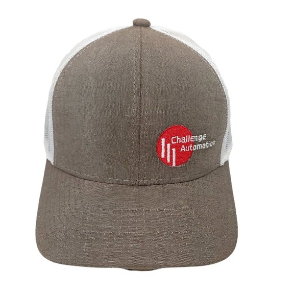 Outdoor Cap Challenge Automation Mesh Strapback Cap Trucker Hat Brown White - Picture 1 of 10